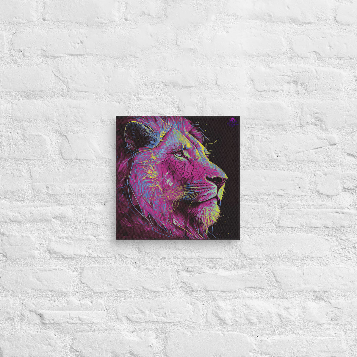 Lion of Judah Pink Canvas - 12″×12″ - Front View