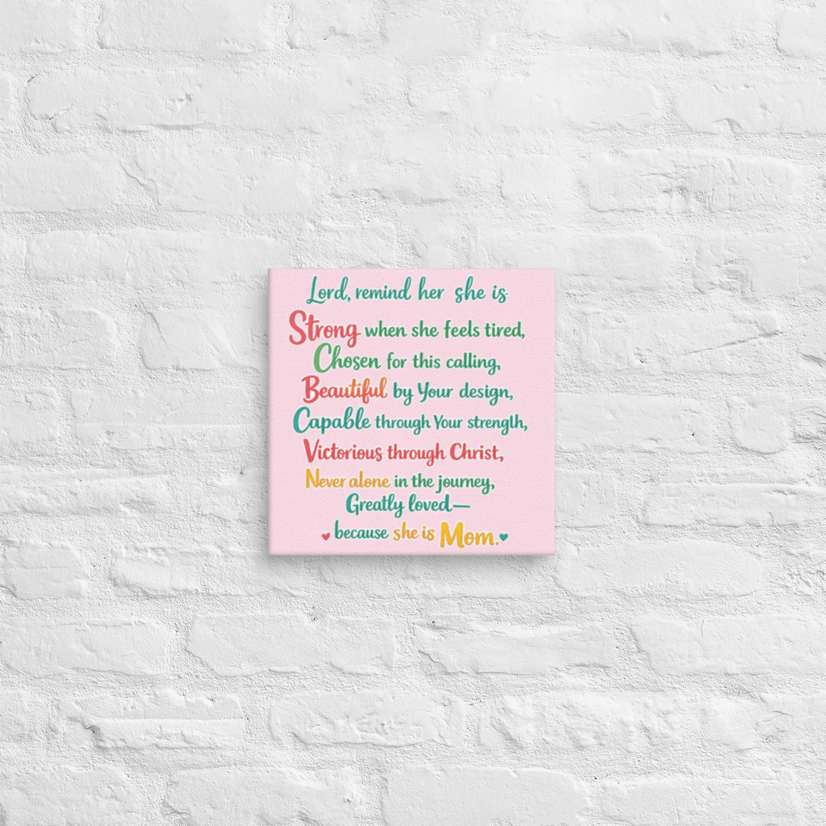 She is Mom Prayer Canvas - 12″×12″ - Front View