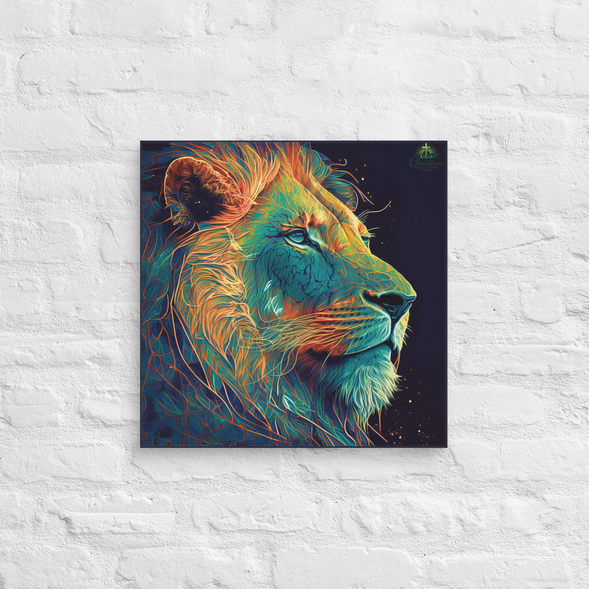 Lion of Judah Green Canvas - 18″×18″ - Front View