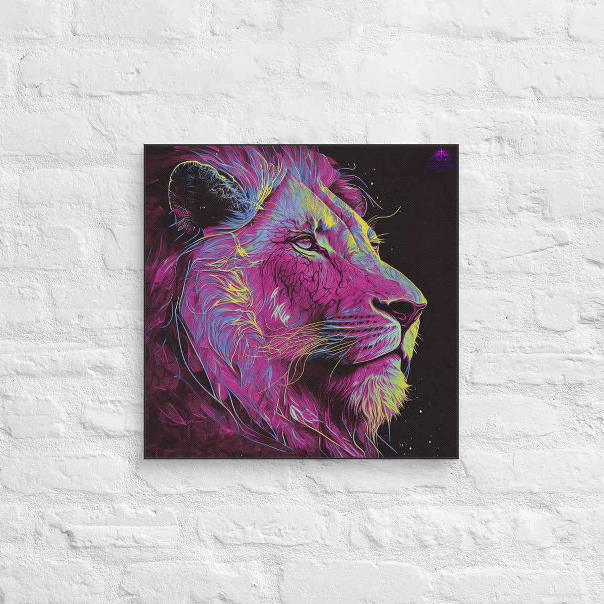 Lion of Judah Pink Canvas - 18″×18″ - Front View