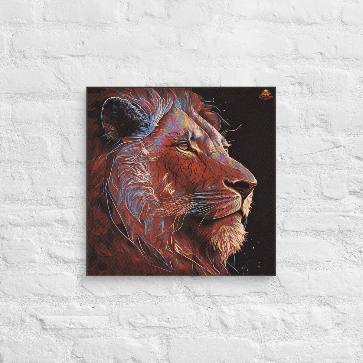 Lion of Judah Red Canvas - 18″×18″ - Front View