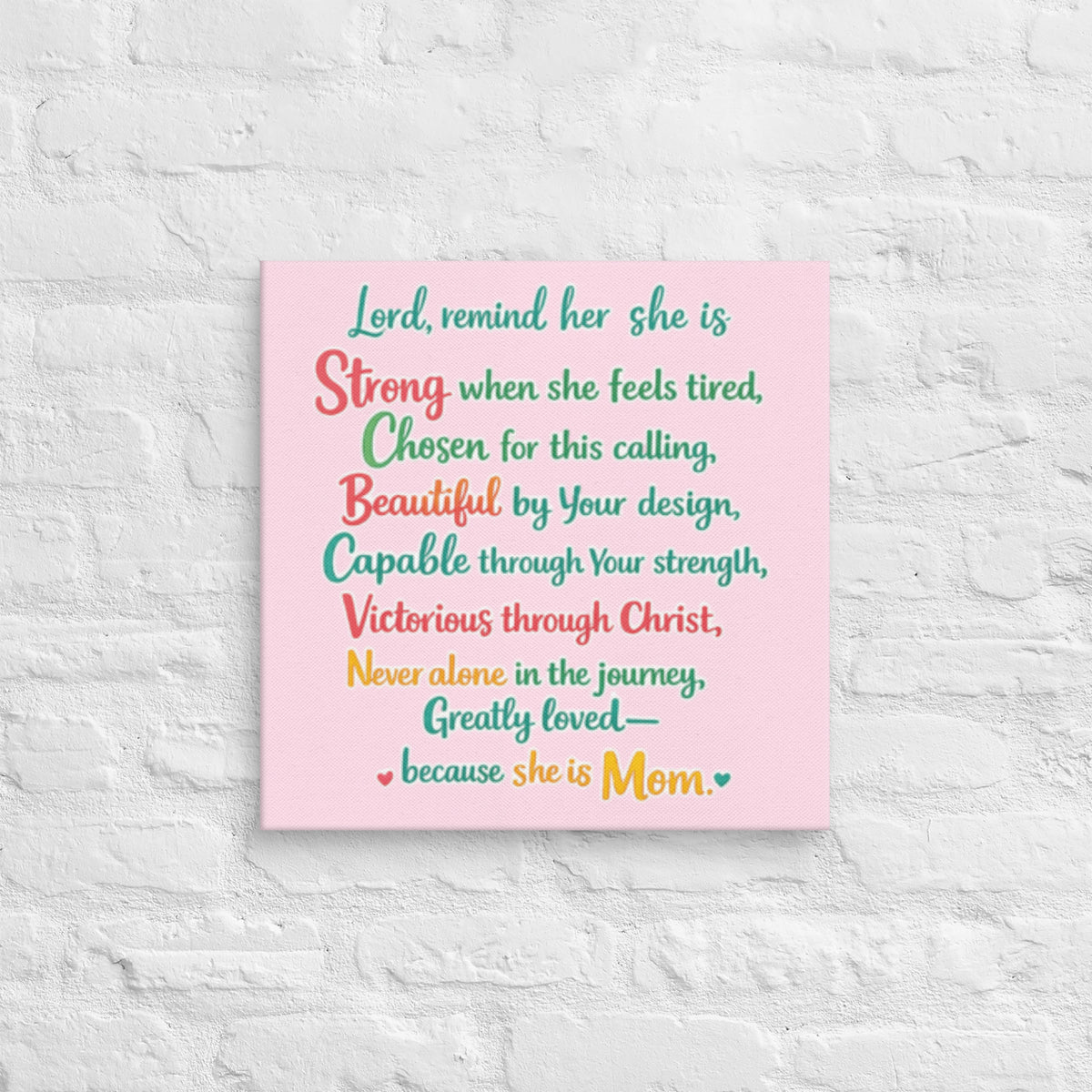 She is Mom Prayer Canvas - 18″×18″ - Front View