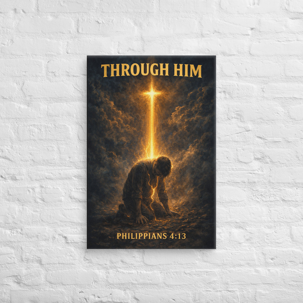 Through Him Men's Canvas - 20″×30″ - Front View