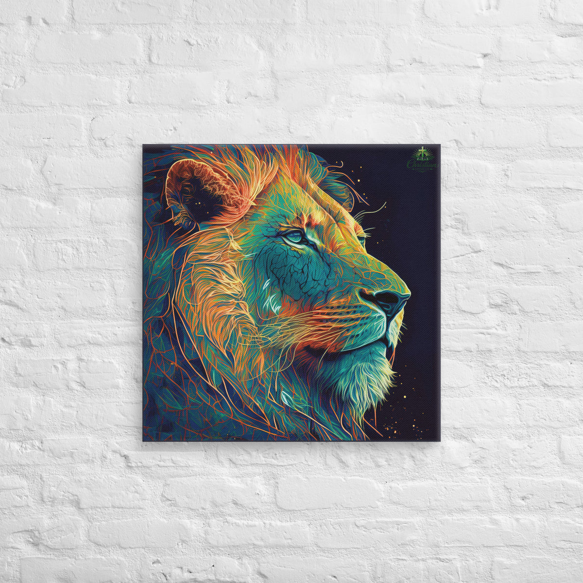 Lion of Judah Green Canvas - 24″×24″ - Front View