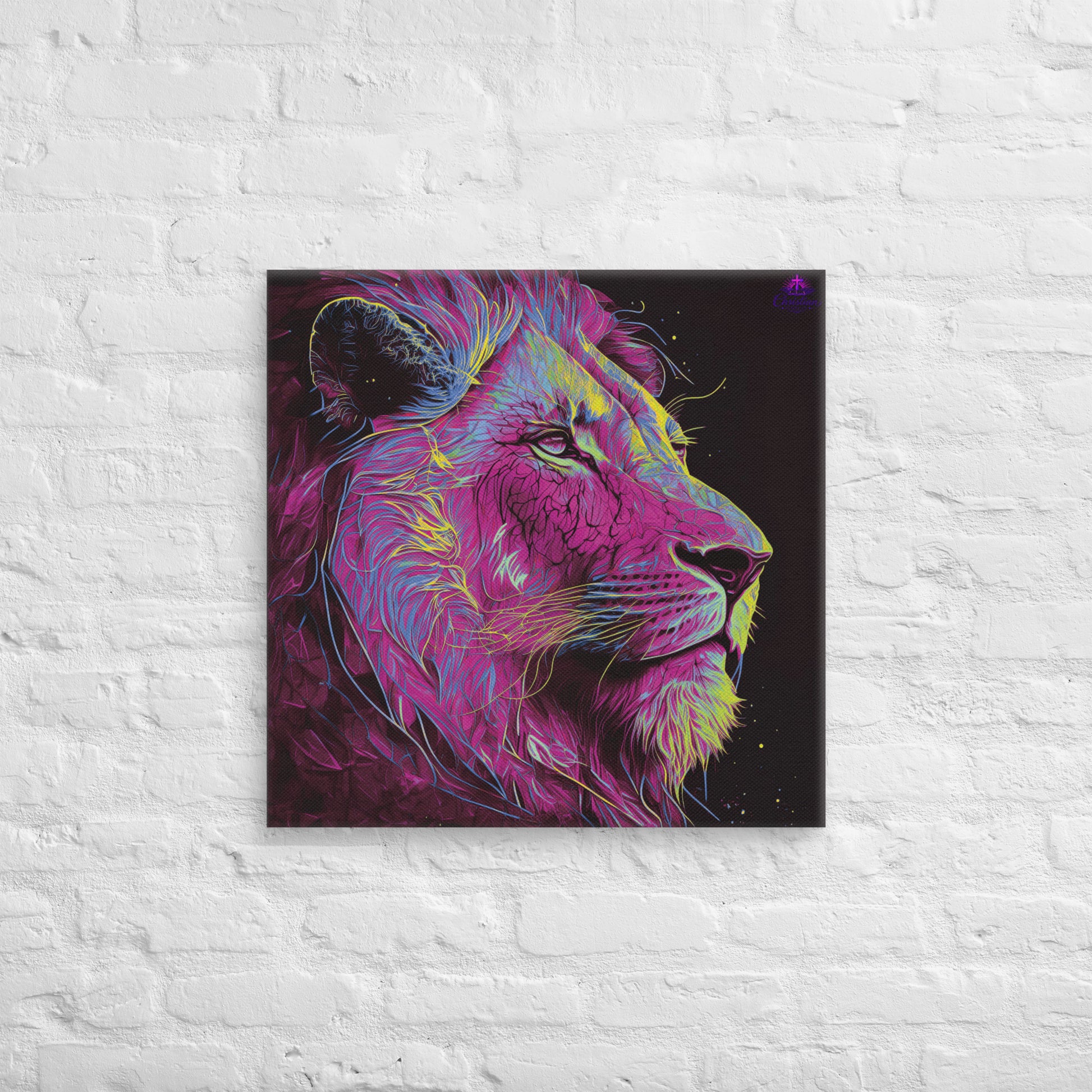 Lion of Judah Pink Canvas - 24″×24″ - Front View