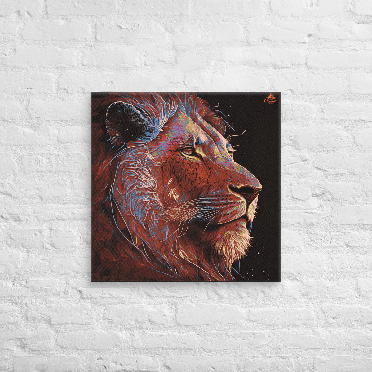 Lion of Judah Red Canvas - 24″×24″ - Front View