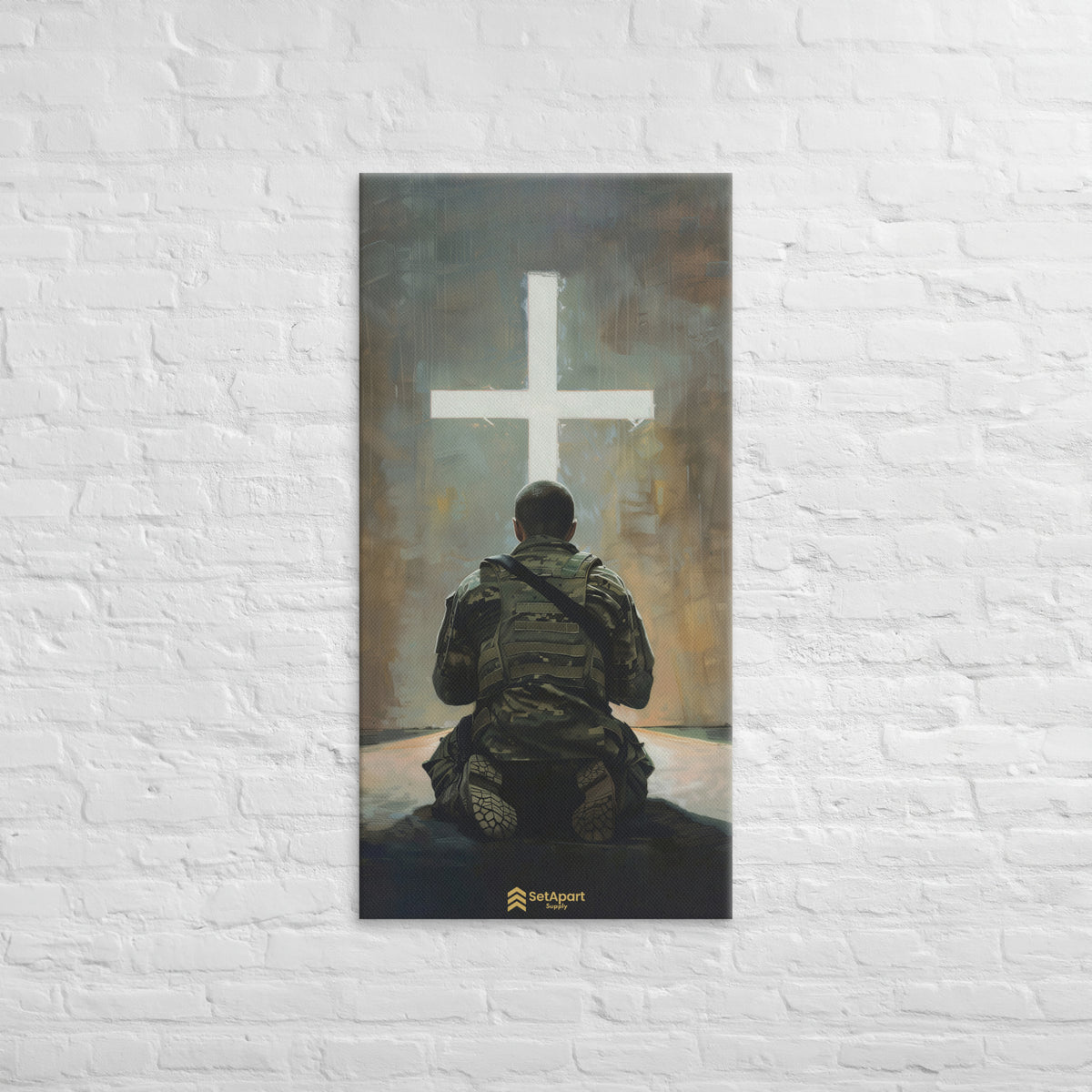 Praying Soldier Canvas - 24″×48″ - Front View