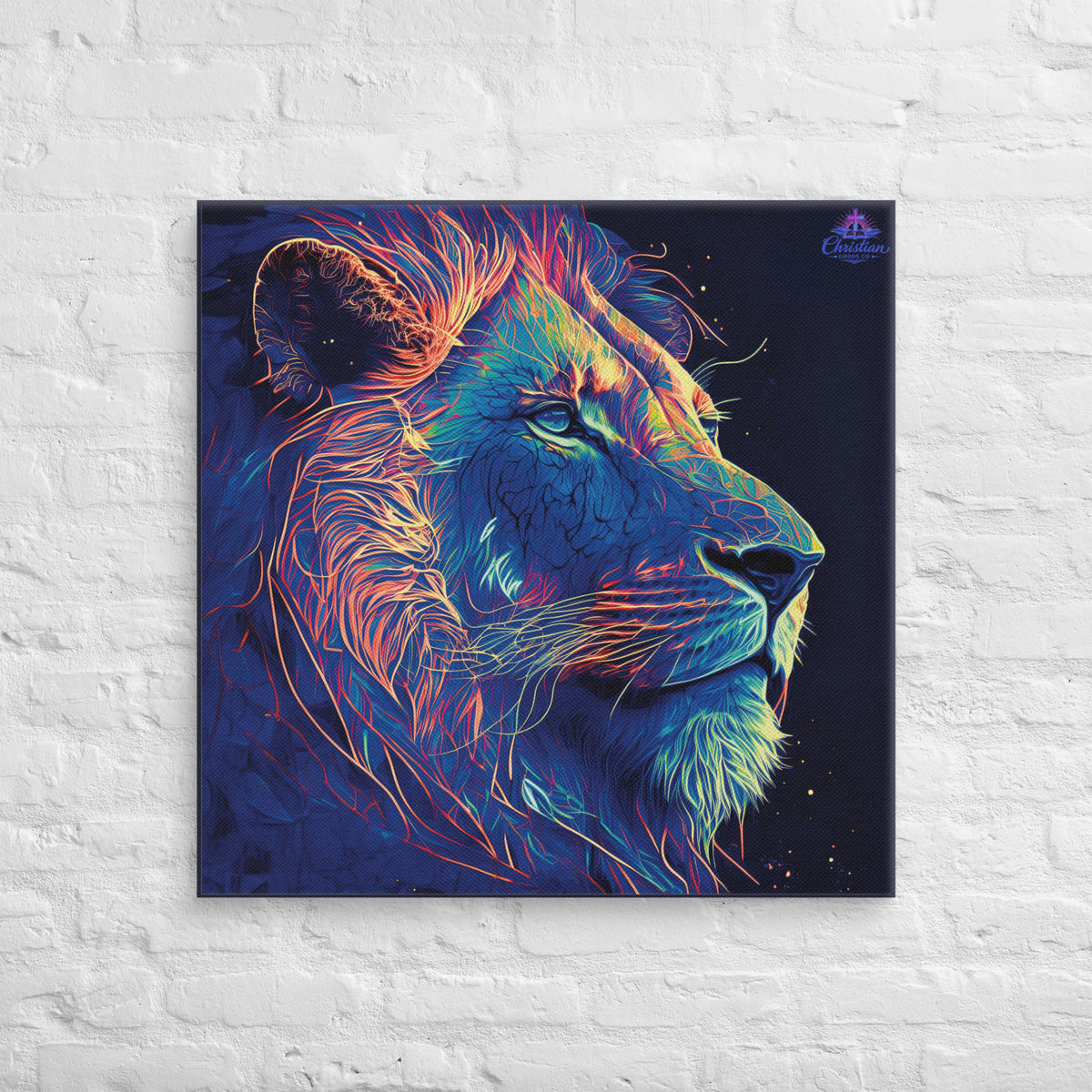 Lion of Judah Blue Canvas - 30″×30″ - Front View