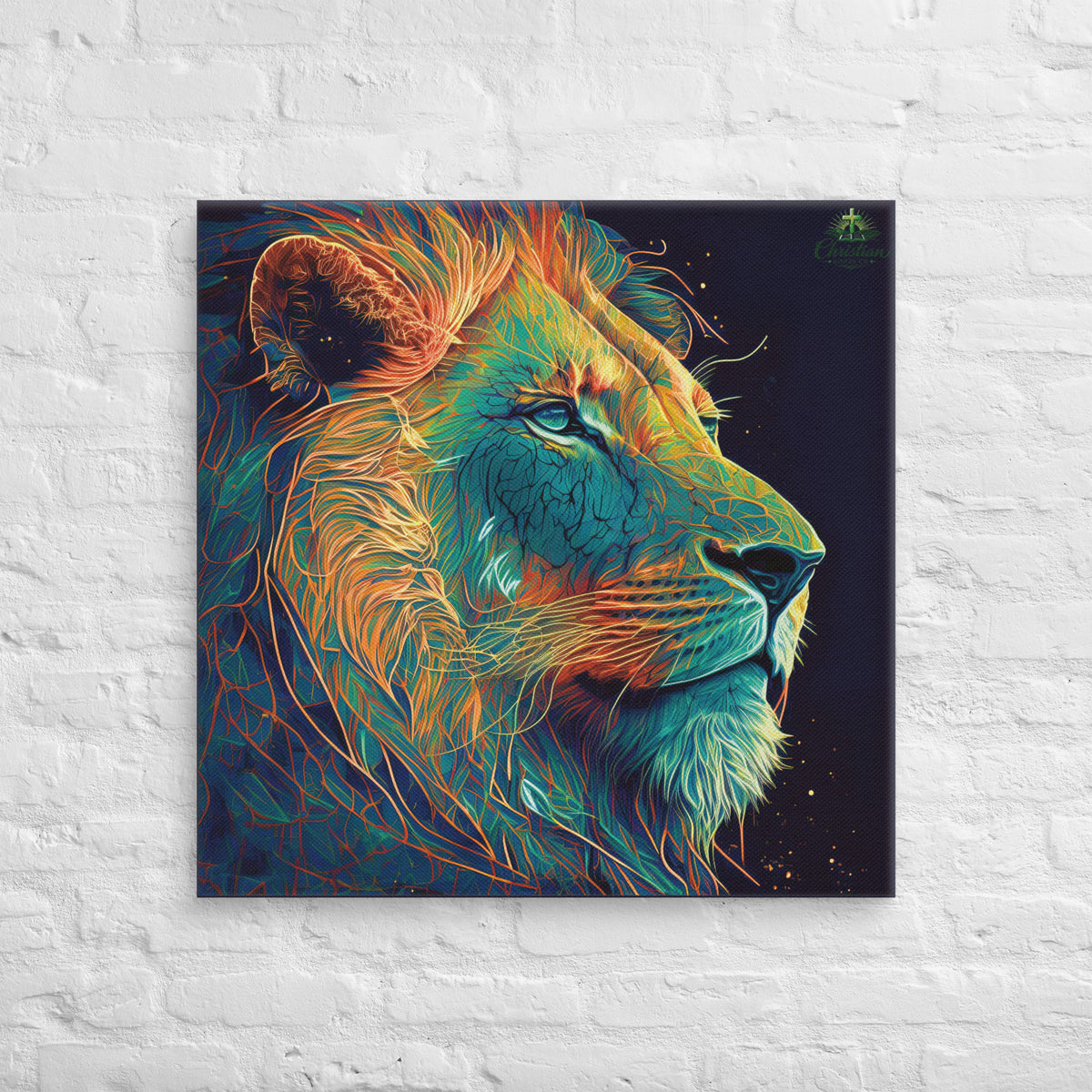 Lion of Judah Green Canvas - 30″×30″ - Front View