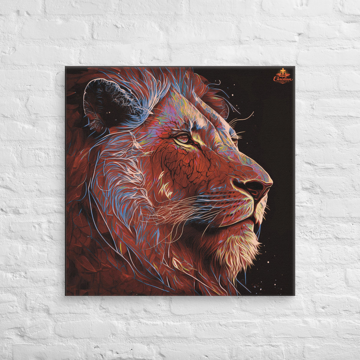 Lion of Judah Red Canvas - 30″×30″ - Front View