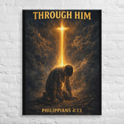 Through Him Men's Canvas - 30″×40″ - Front View
