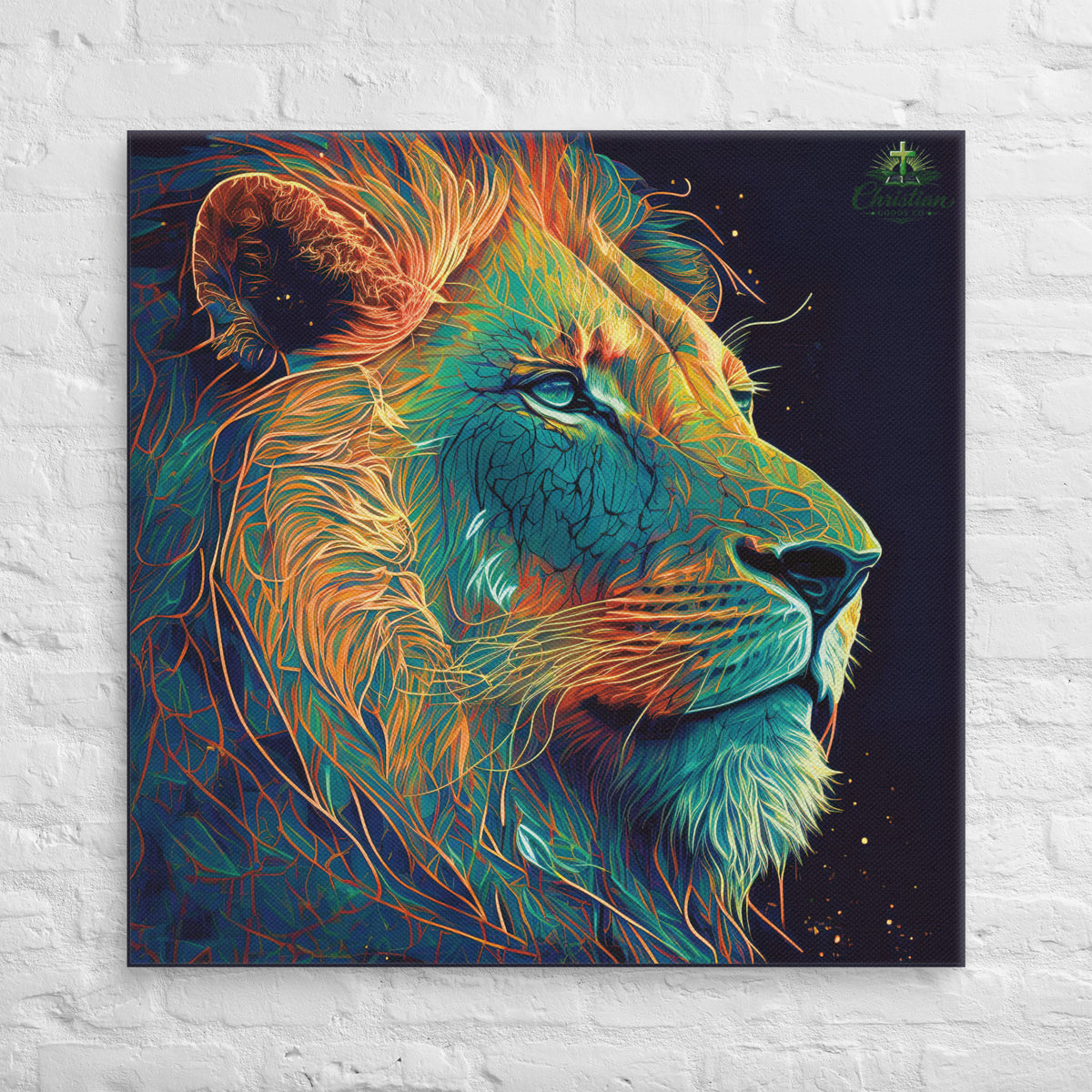 Lion of Judah Green Canvas - 36″×36″ - Front View