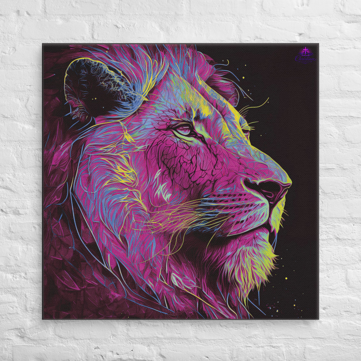 Lion of Judah Pink Canvas - 36″×36″ - Front View