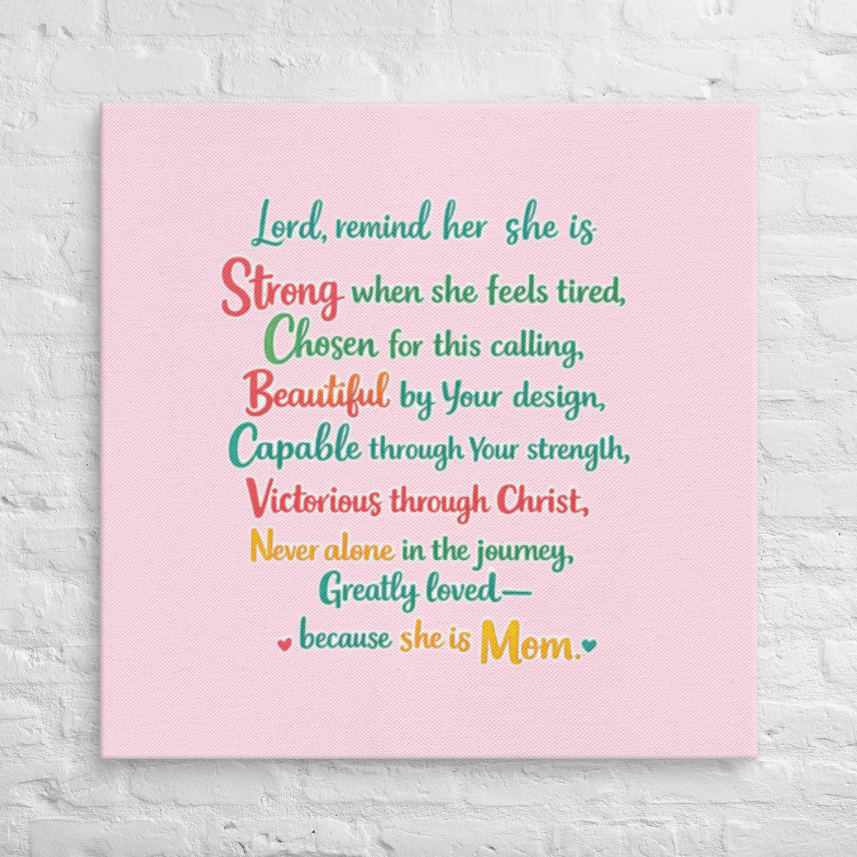 She is Mom Prayer Canvas - 36″×36″ - Front View