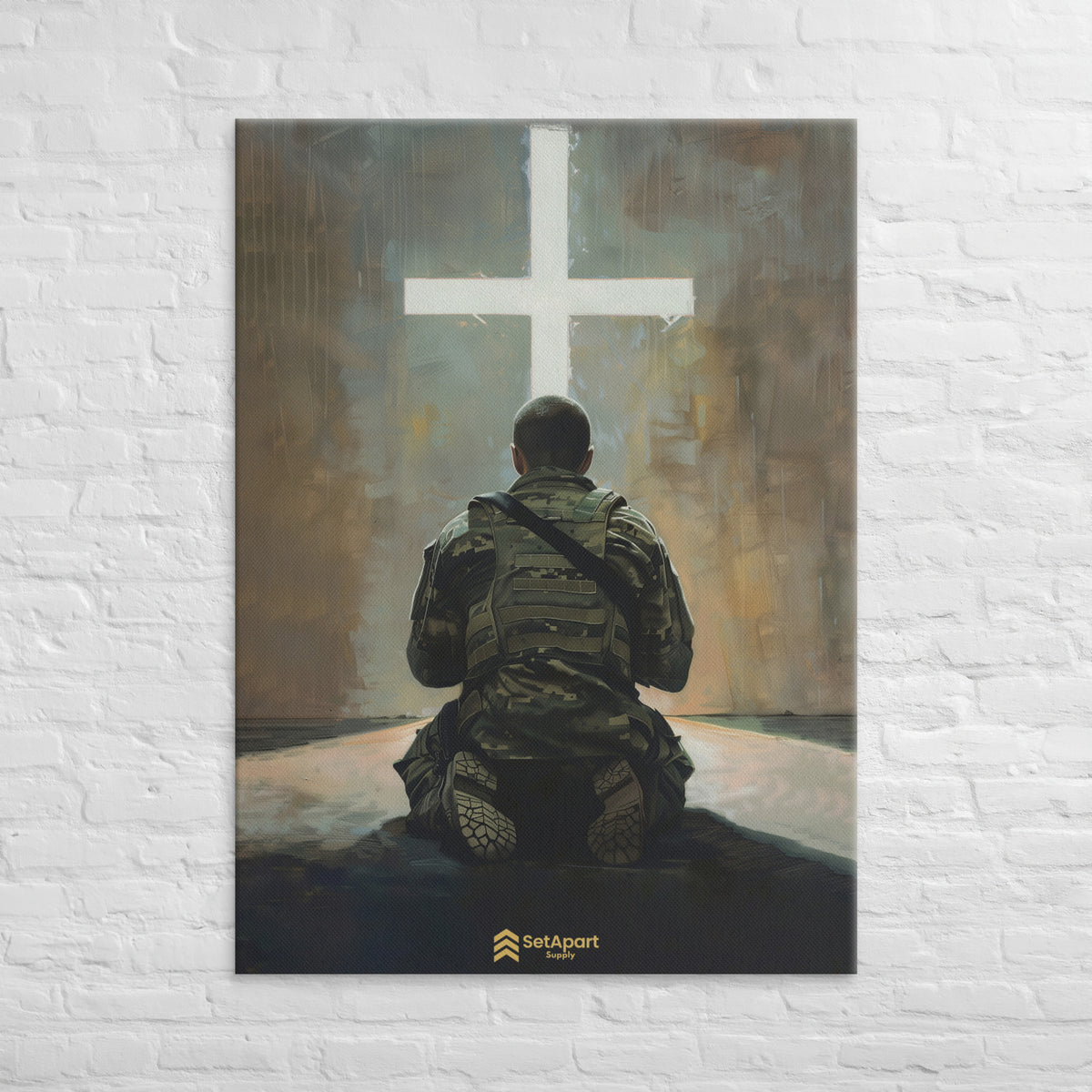 Praying Soldier Canvas - 40″×55″ - Front View
