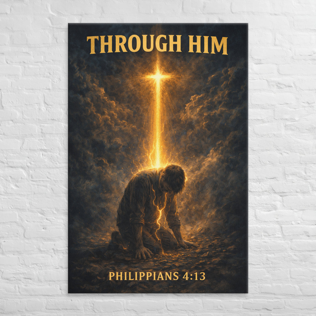 Through Him Men's Canvas - 40″×60″ - Front View