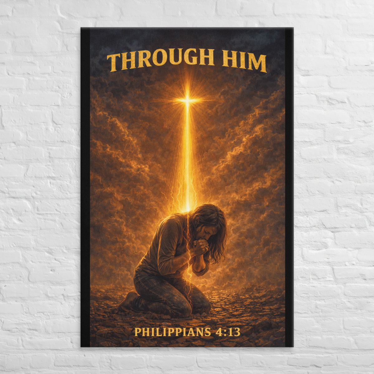Through Him Women's Canvas - 40″×60″ - Front View