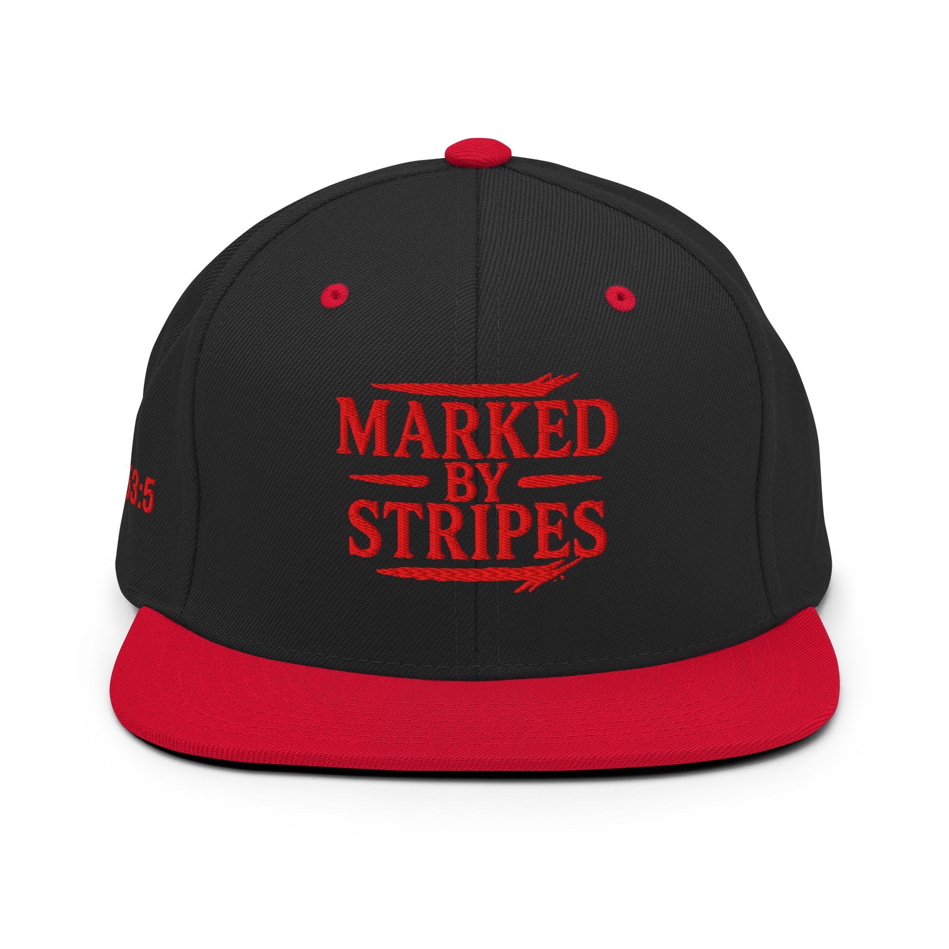 Marked by Stripes Classic Snapback - Black/ Red - Back View 4