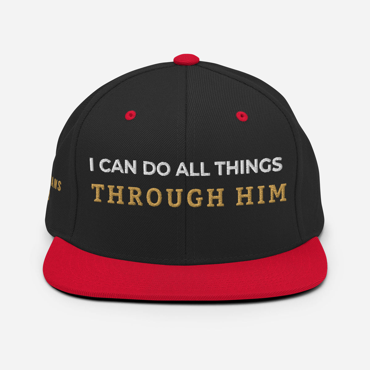 Through Him Classic Snapback - Black/ Red - Back View 4