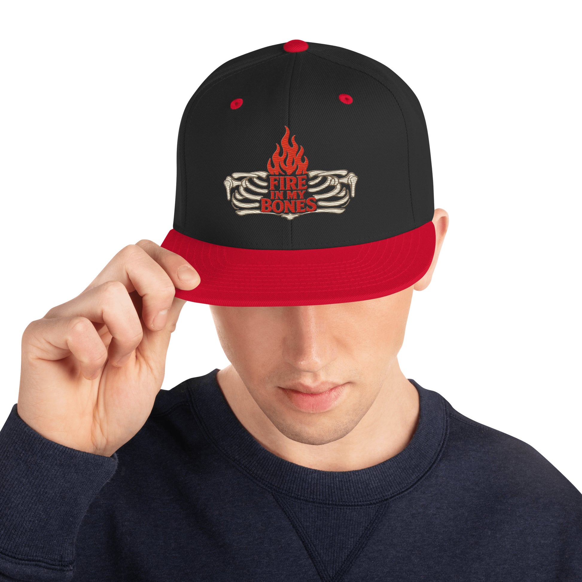 Fire in My Bones Classic Snapback - Black/ Red - Back View 3