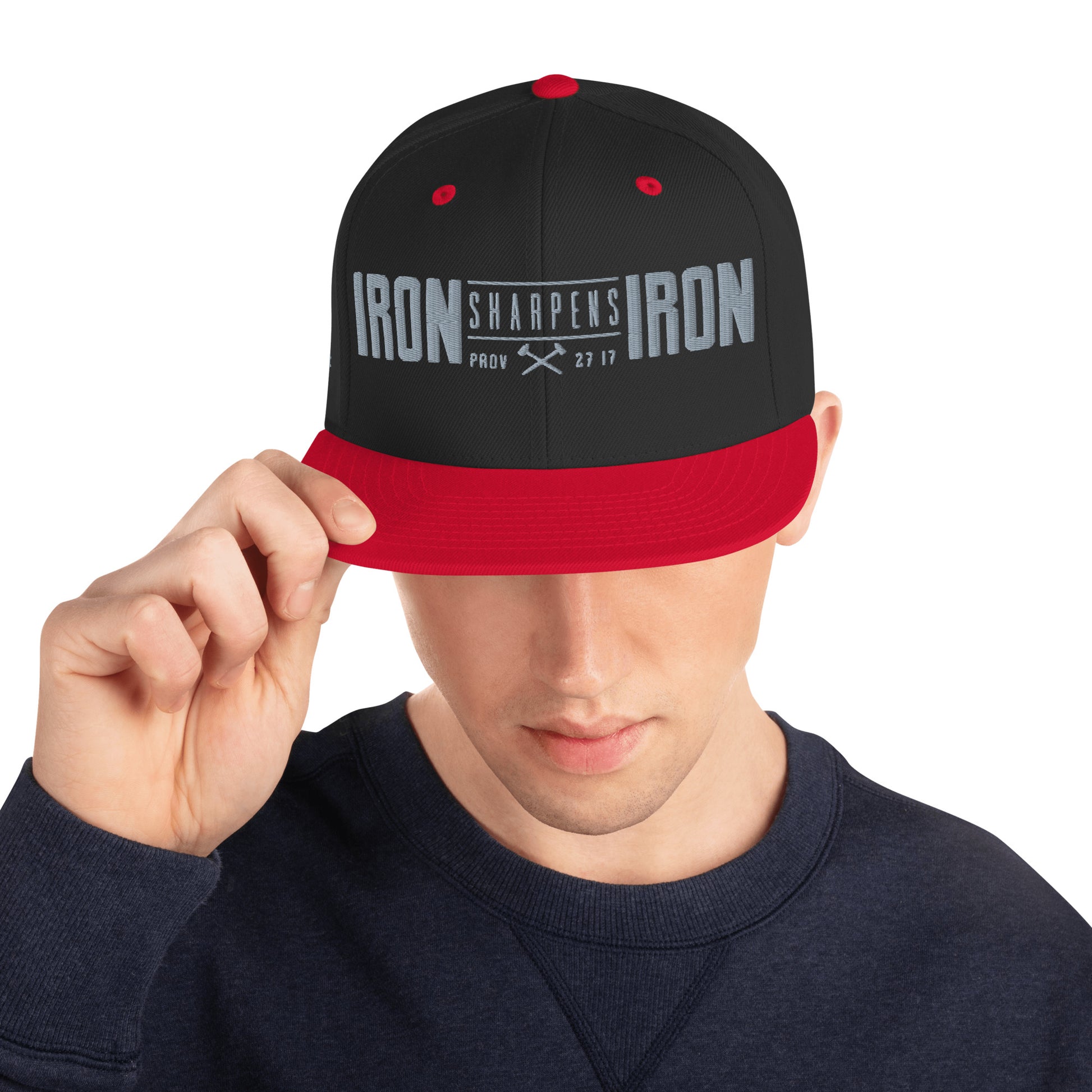Men's Iron Sharpens Iron Classic Snapback - Black/ Red - Back View 3