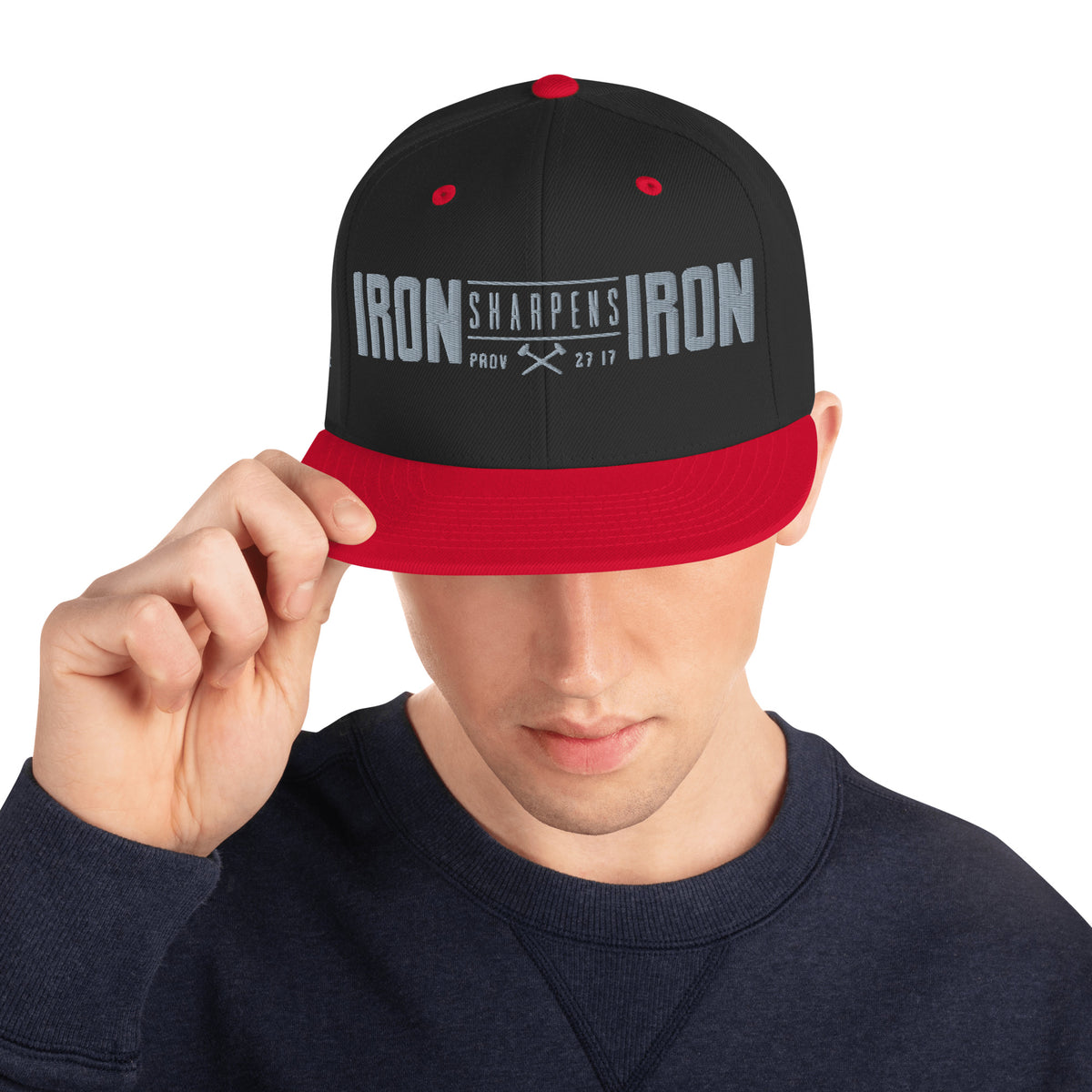 Men's Iron Sharpens Iron Classic Snapback - Black/ Red - Back View 3