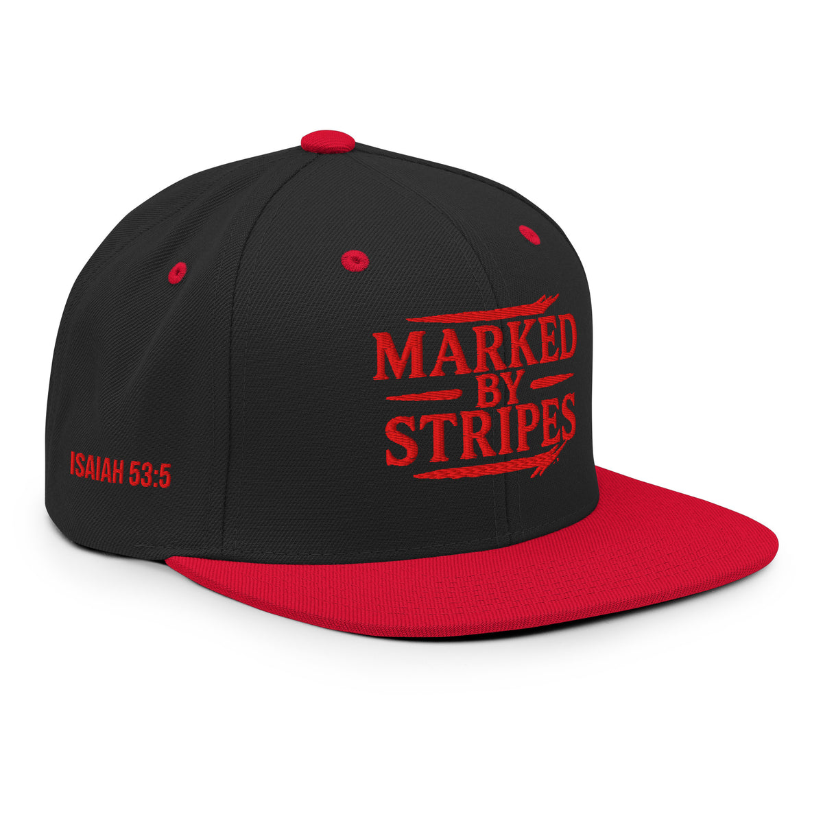 Marked by Stripes Classic Snapback - Black/ Red - Right Front View