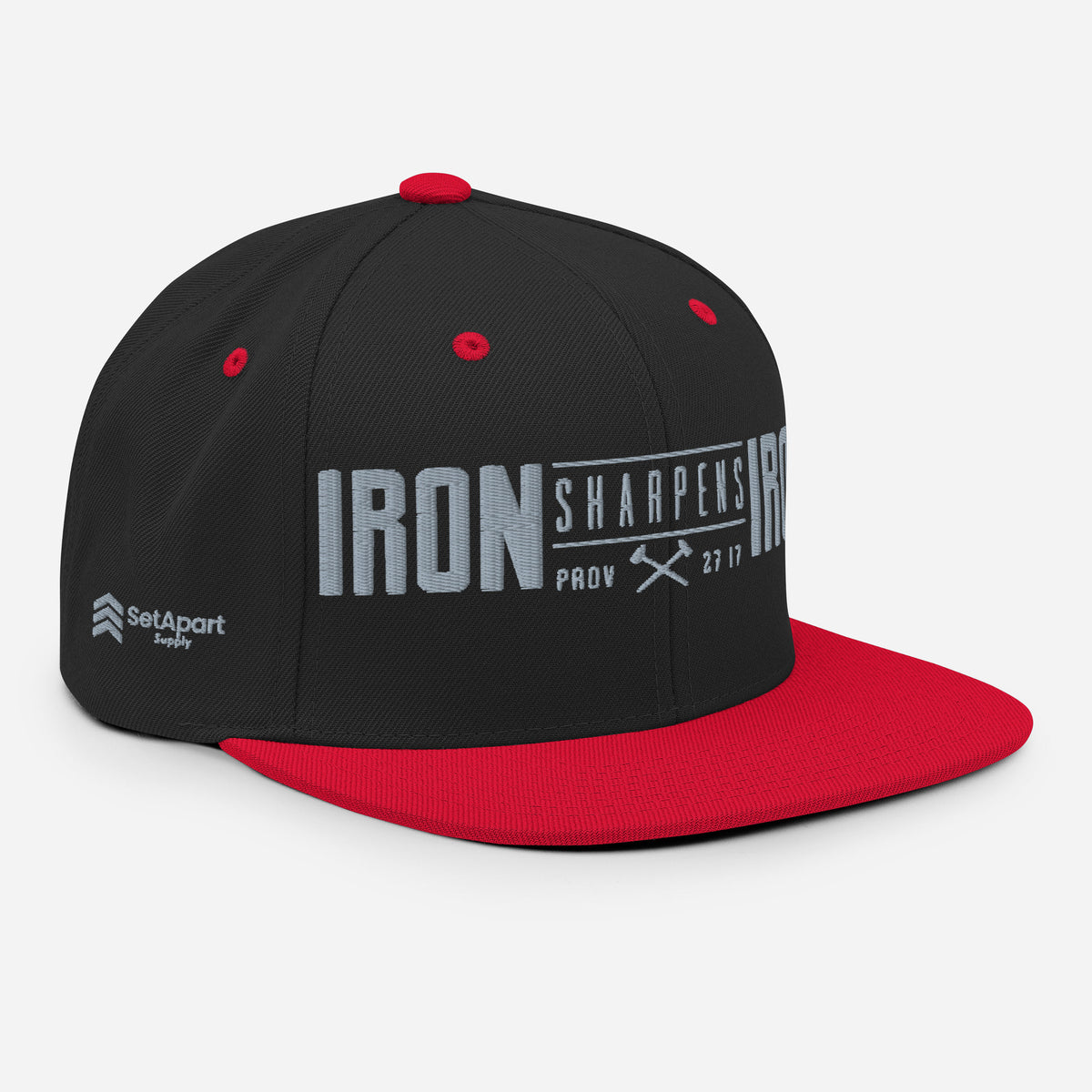 Men's Iron Sharpens Iron Classic Snapback - Black/ Red - Right Front View
