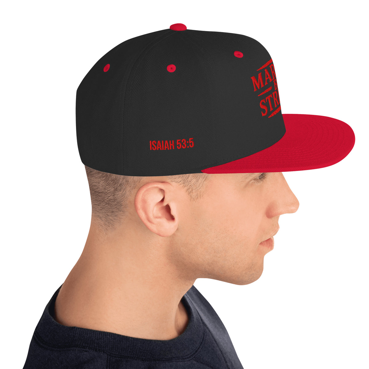 Marked by Stripes Classic Snapback - Black/ Red - Right Side View