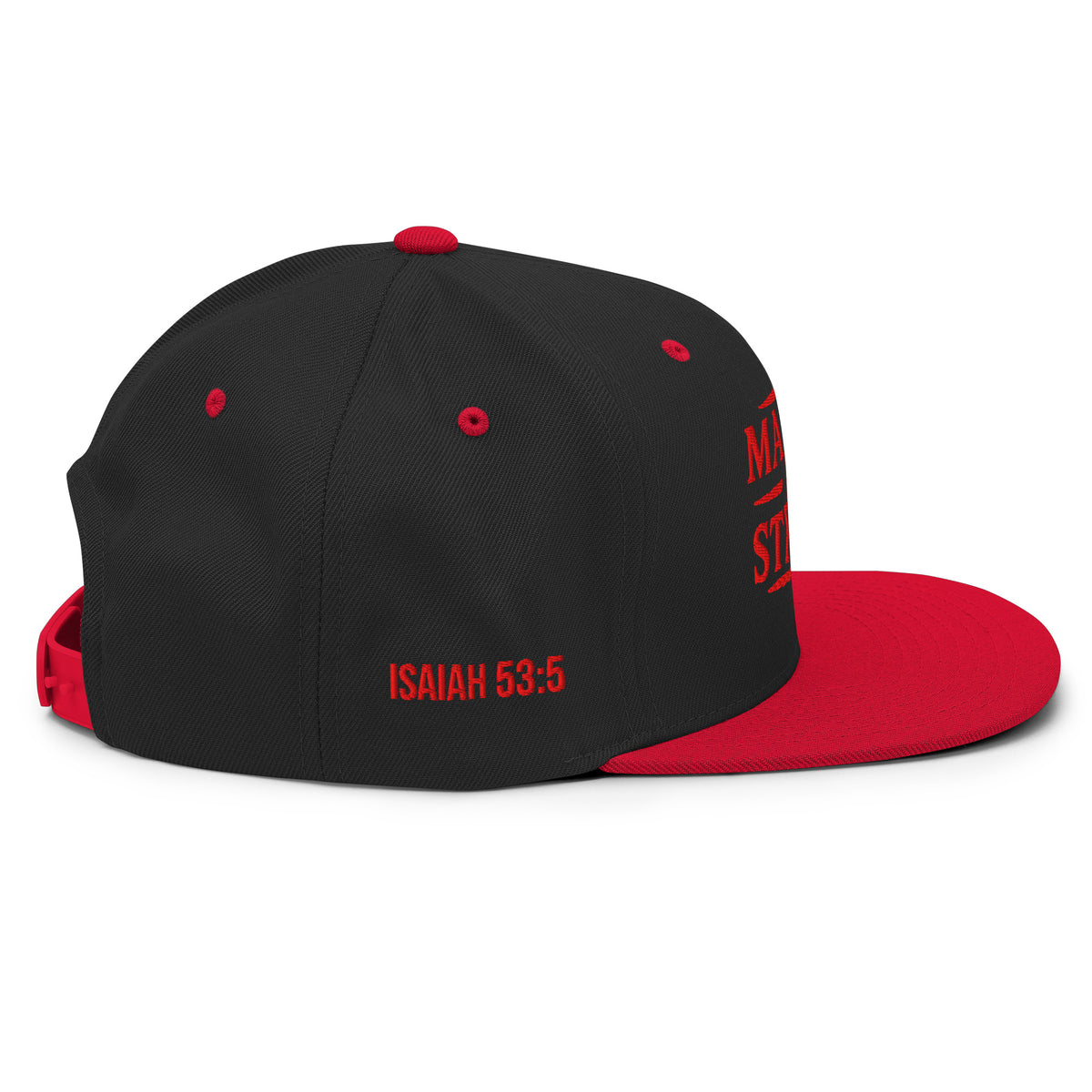 Marked by Stripes Classic Snapback - Black/ Red - Right Side View 2