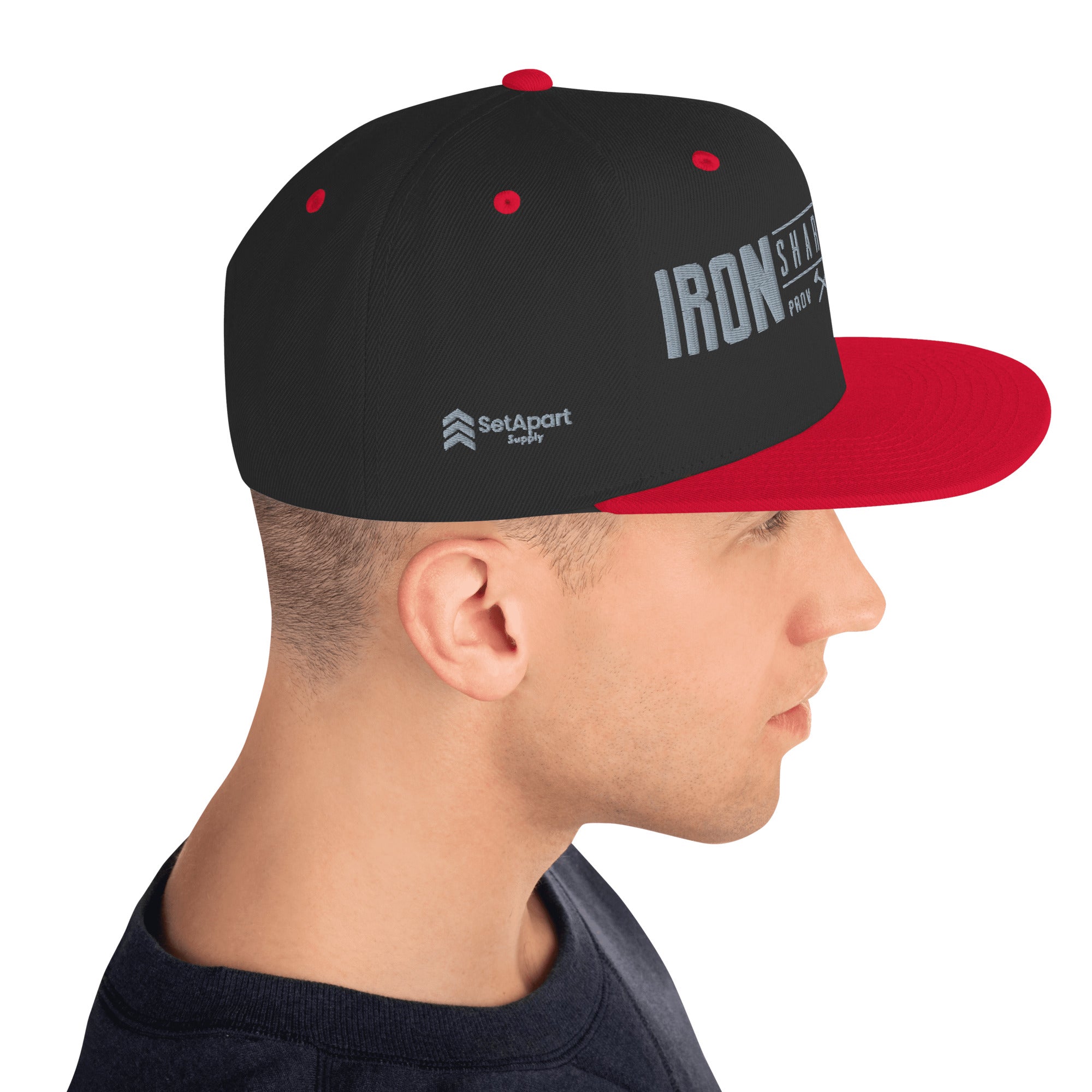 Men's Iron Sharpens Iron Classic Snapback - Black/ Red - Right Side View