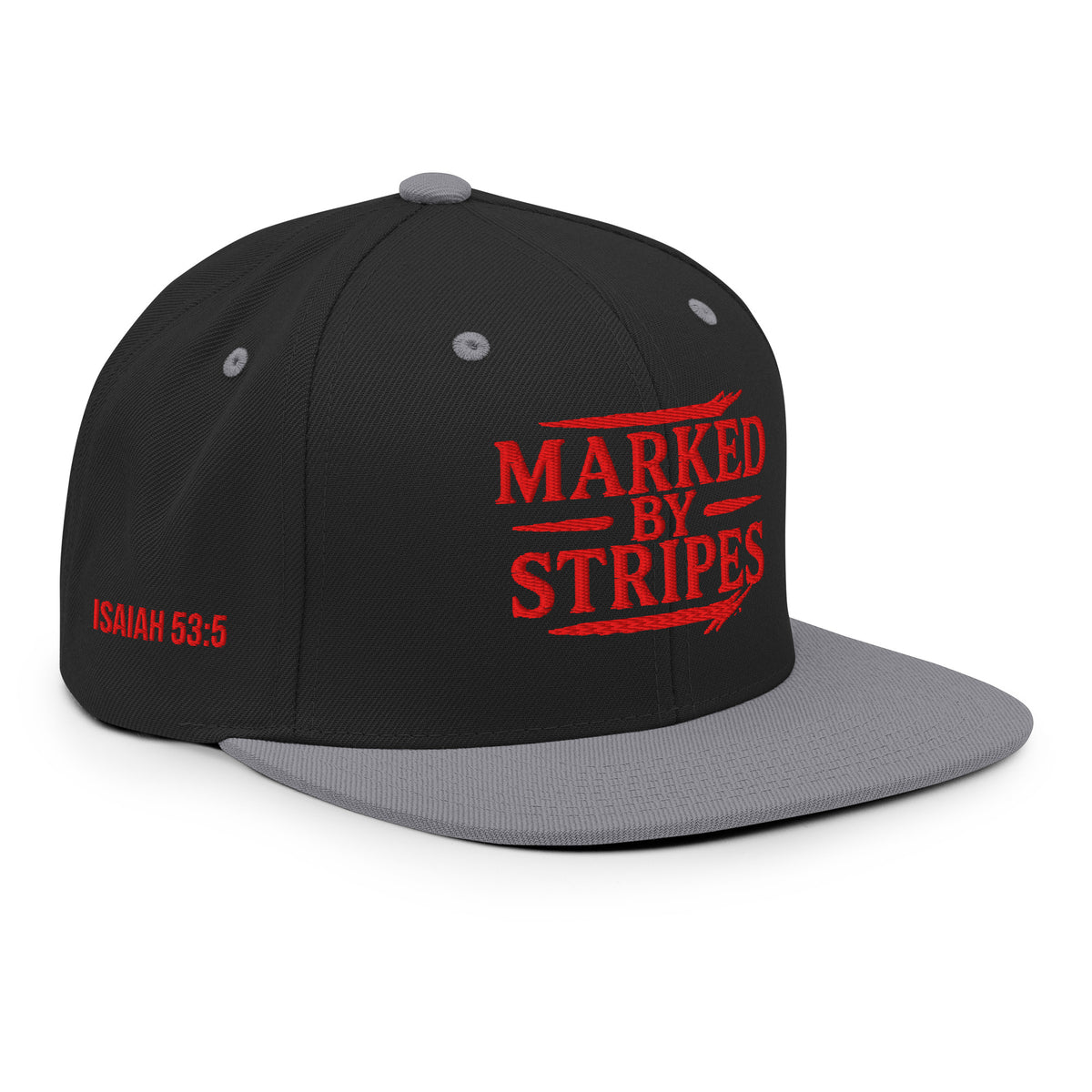 Marked by Stripes Classic Snapback - Black/ Silver - Right Front View