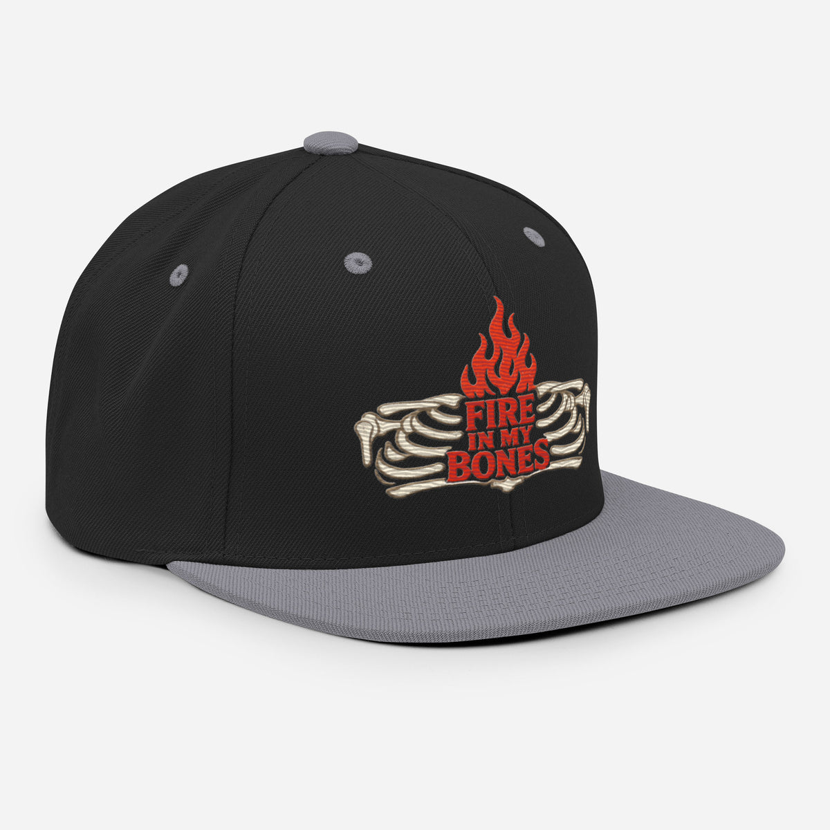Fire in My Bones Classic Snapback - Black/ Silver - Right Front View