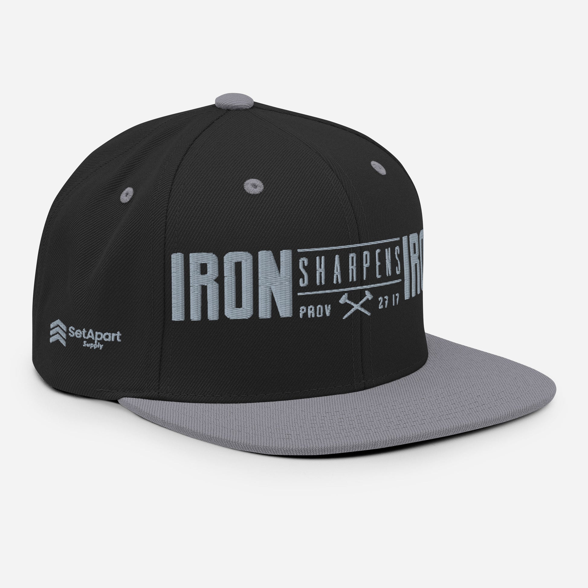 Men's Iron Sharpens Iron Classic Snapback - Black/ Silver - Right Front View