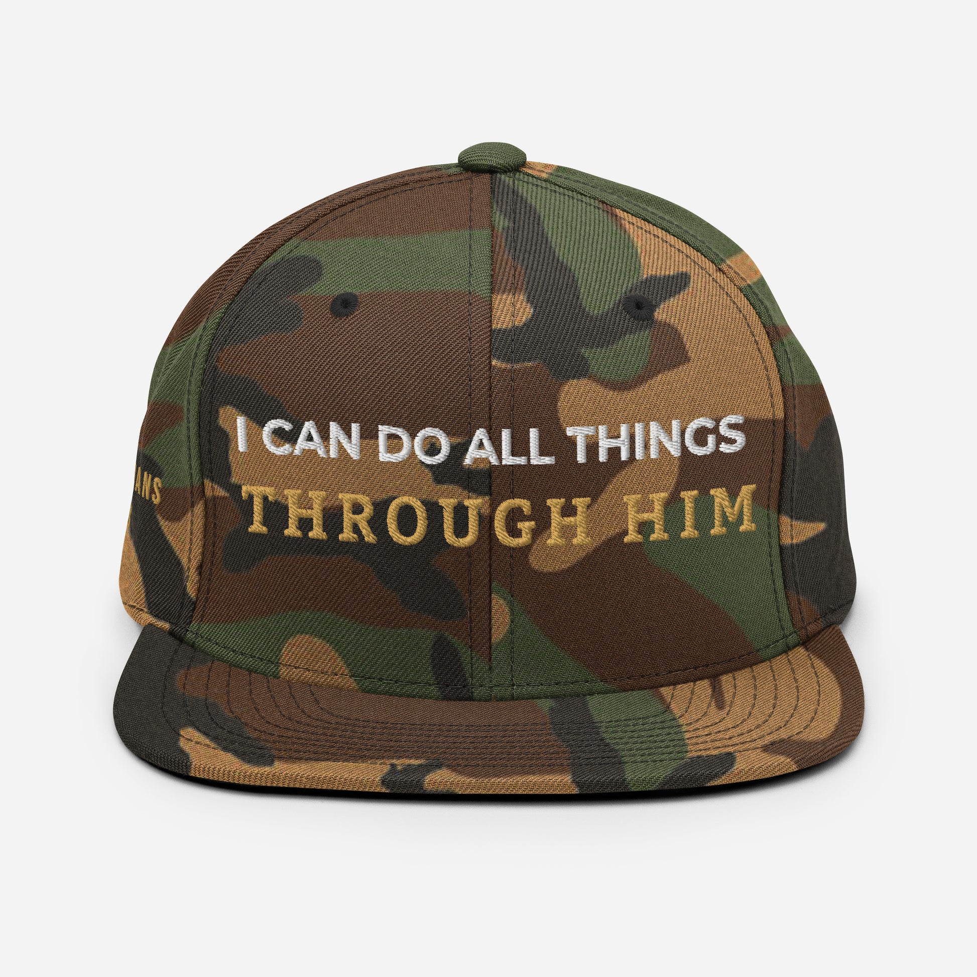Through Him Classic Snapback - Green Camo - Back View