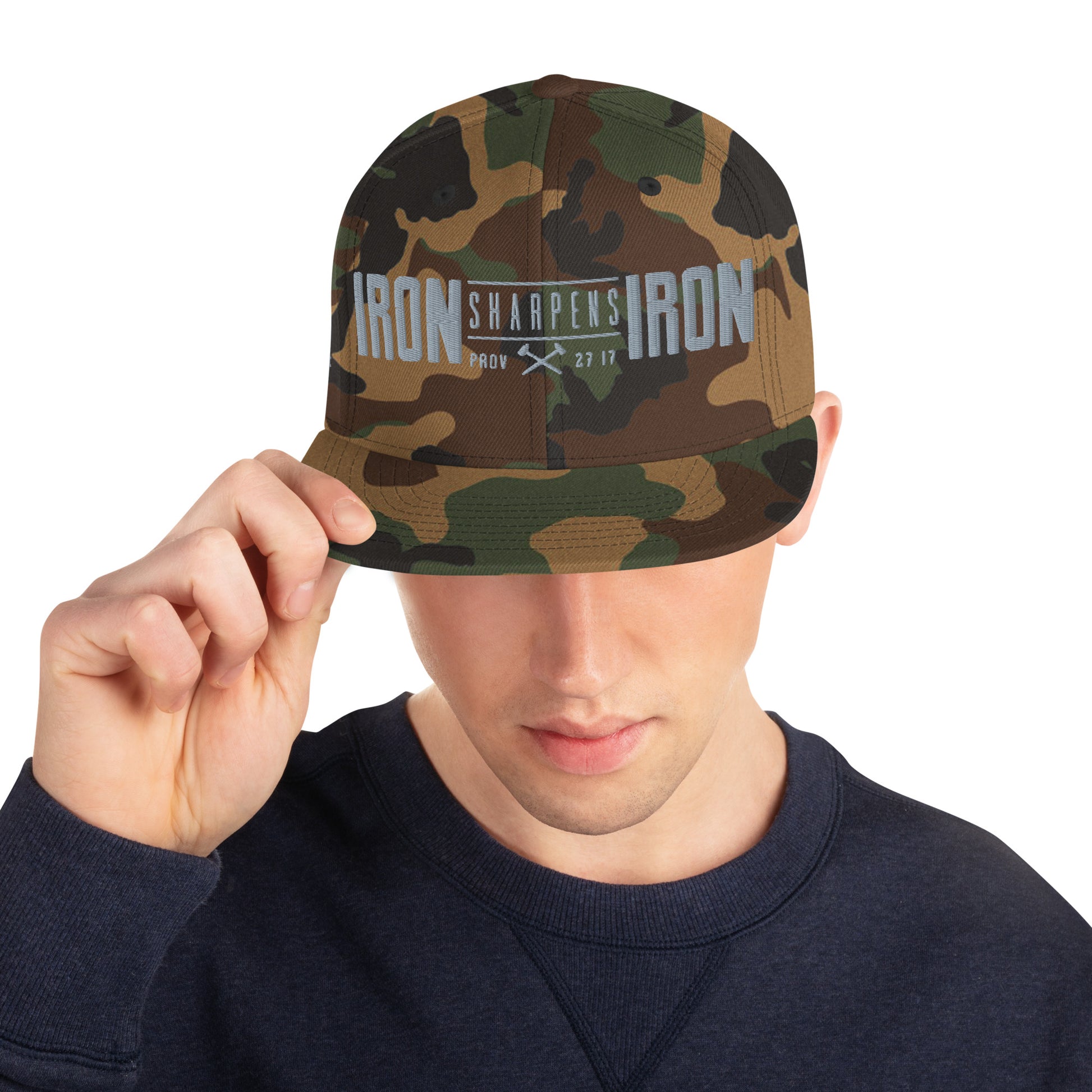Men's Iron Sharpens Iron Classic Snapback - Green Camo - Back View 3