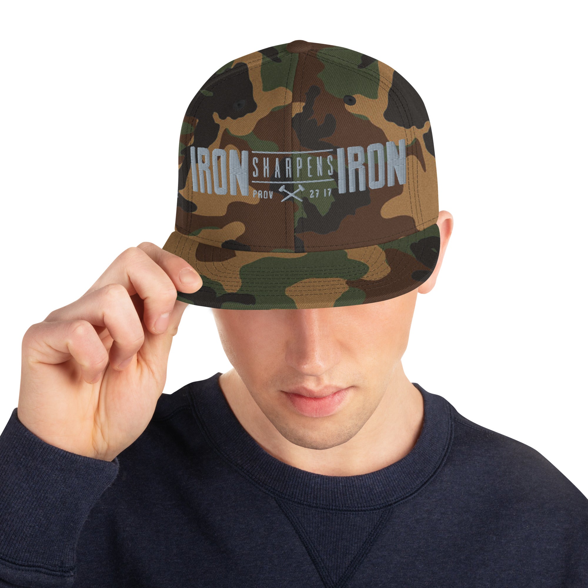 Men's Iron Sharpens Iron Classic Snapback - Green Camo - Back View 3