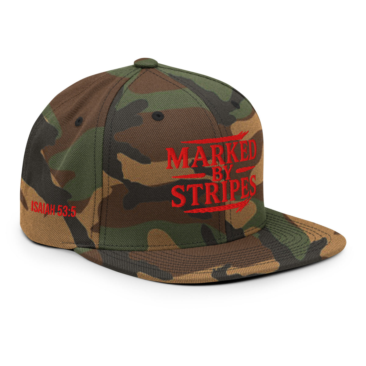 Marked by Stripes Classic Snapback - Green Camo - Right Front View