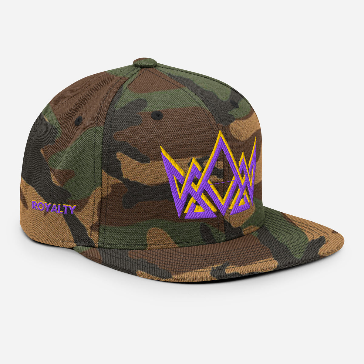 Royalty Classic Snapback - Green Camo - Right Front View