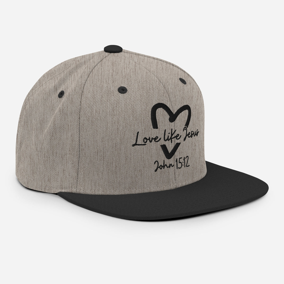 Love Like Jesus Classic Snapback - Heather/Black - Right Front View