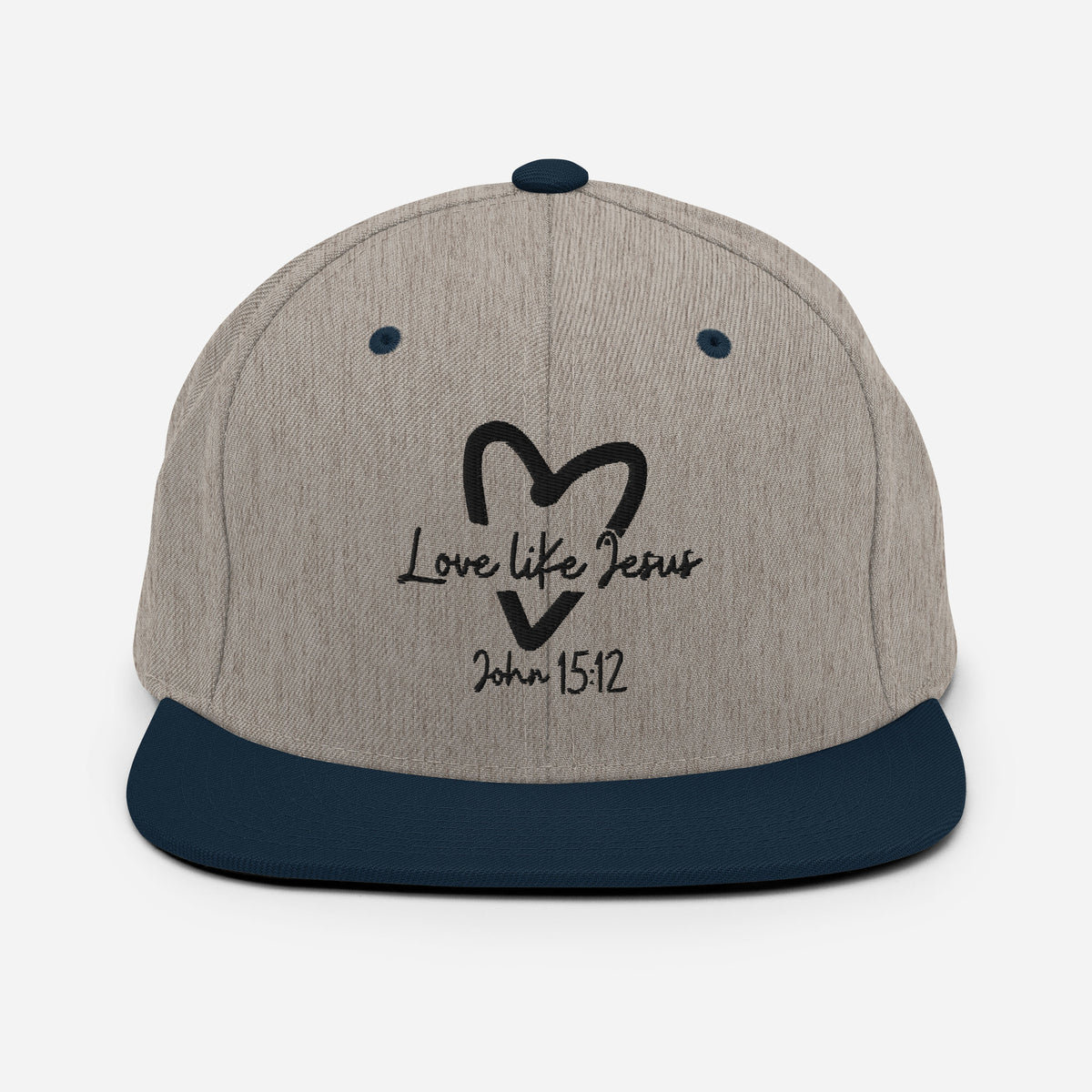Love Like Jesus Classic Snapback - Heather Grey/ Navy - Back View 3