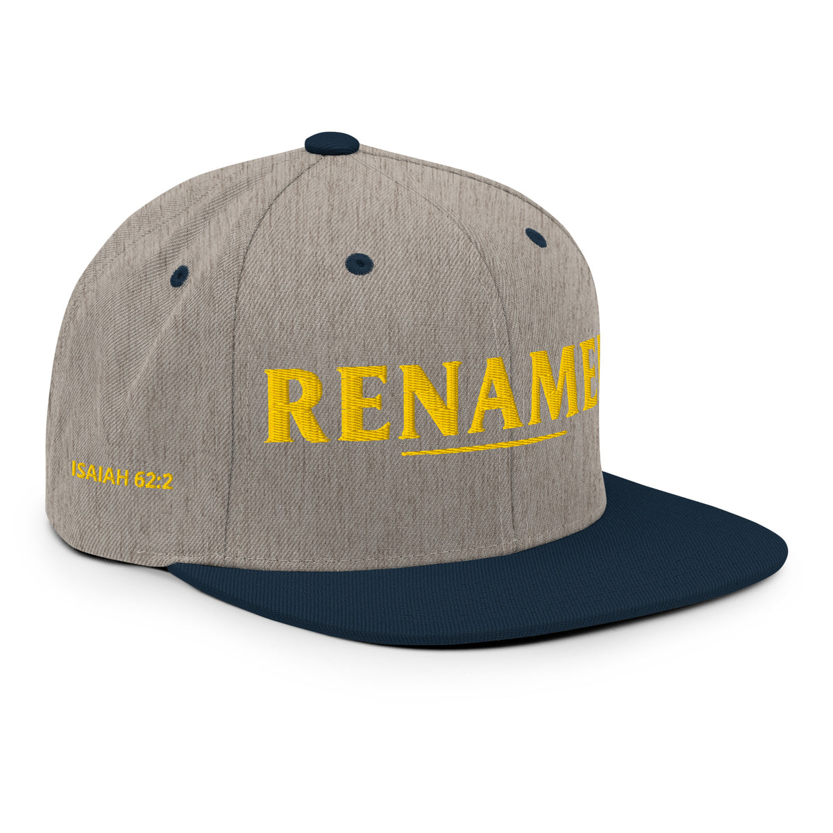 Renamed Classic Snapback - Heather Grey/ Navy - Right Front View