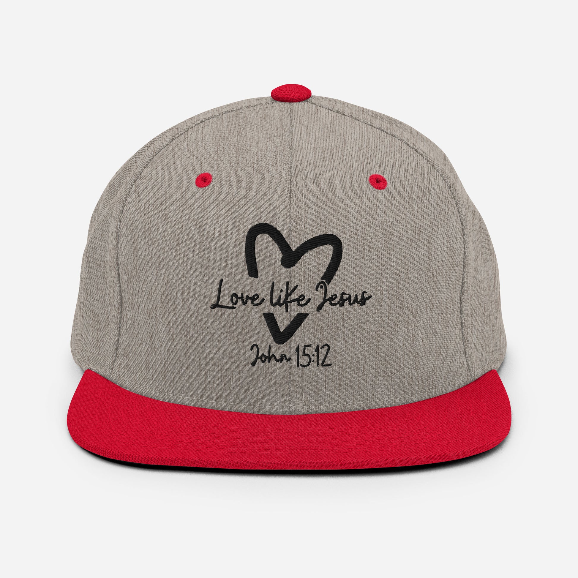 Love Like Jesus Classic Snapback - Heather Grey/ Red - Back View
