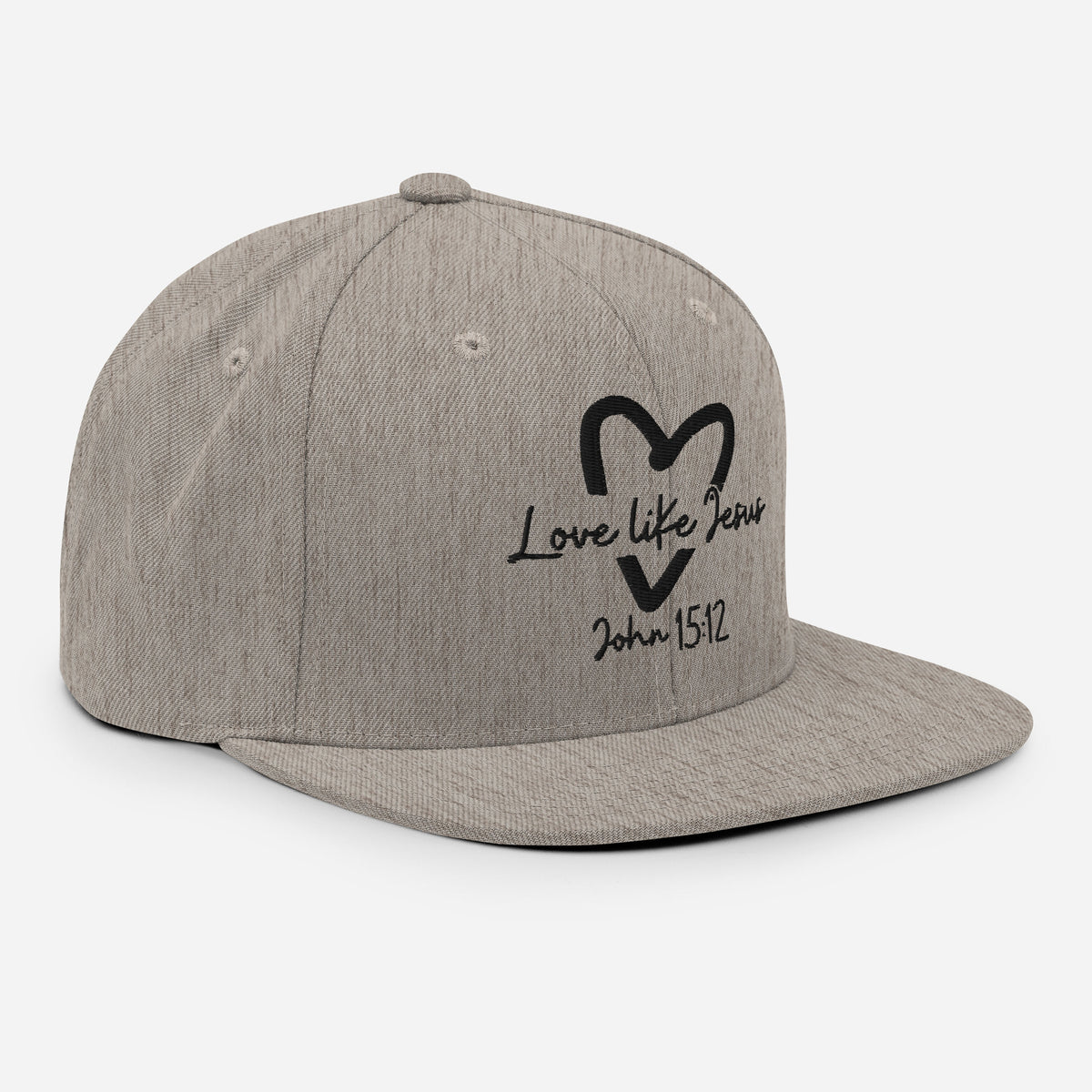 Love Like Jesus Classic Snapback - Heather Grey - Right Front View