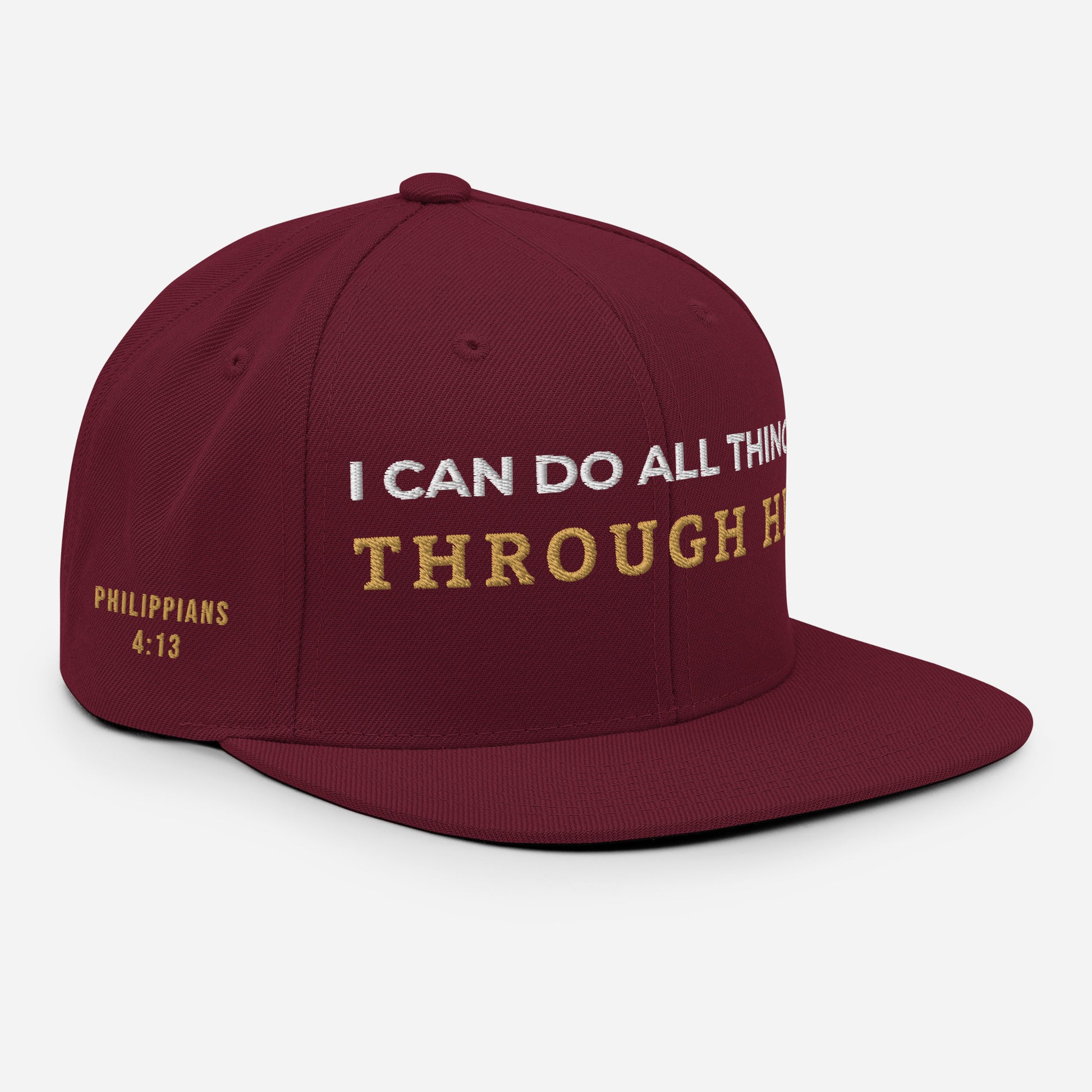 Through Him Classic Snapback - Maroon - Right Front View