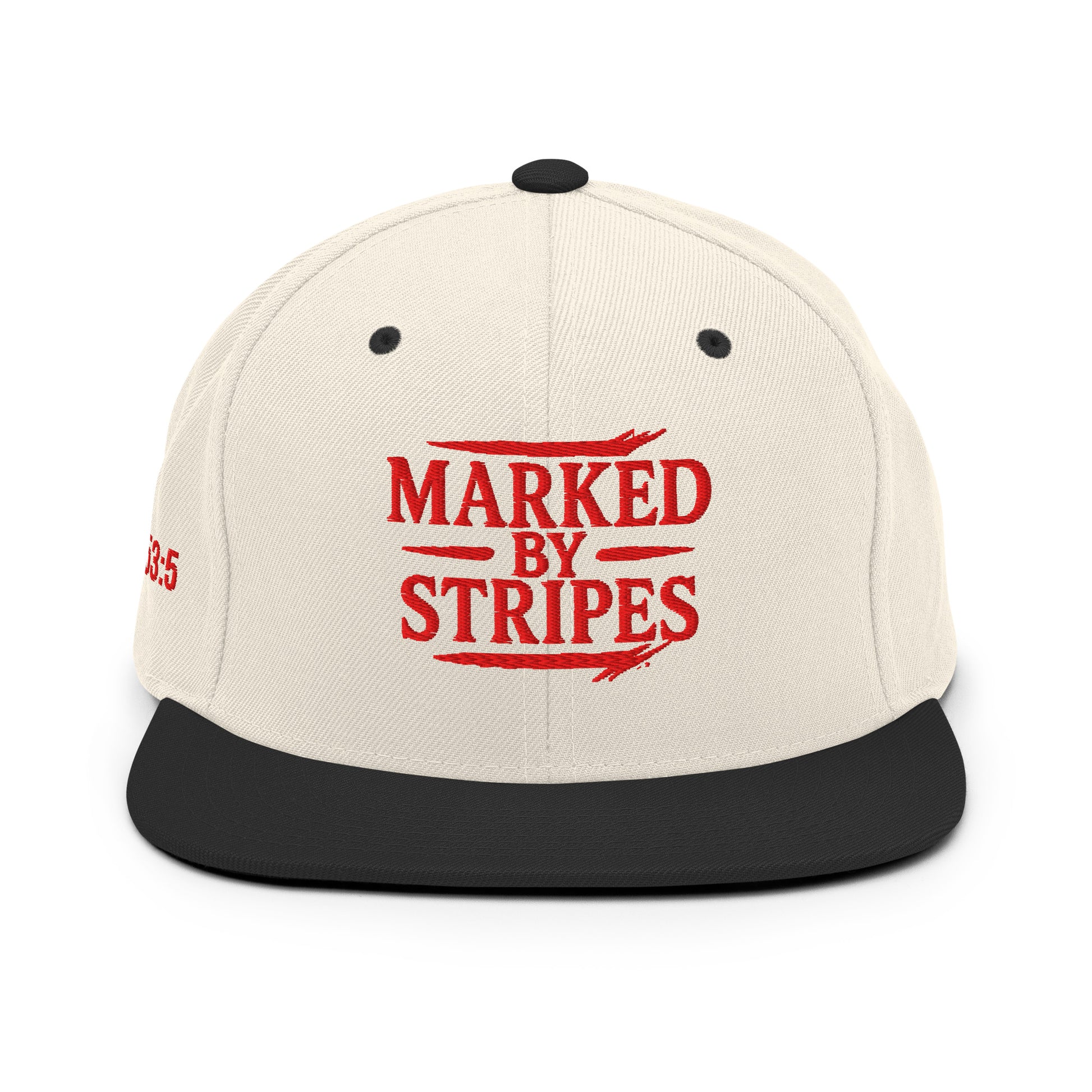 Marked by Stripes Classic Snapback - Natural/ Black - Back View