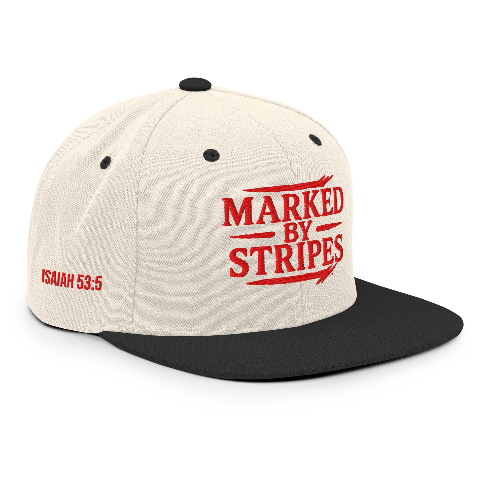 Marked by Stripes Classic Snapback - Natural/ Black - Right Front View