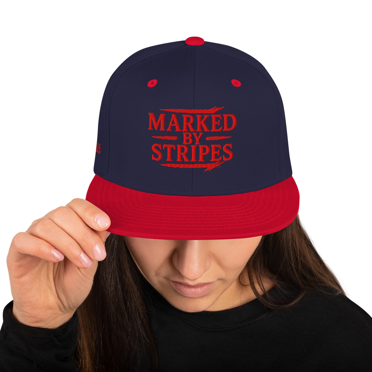 Marked by Stripes Classic Snapback - Navy/ Red - Back View 2
