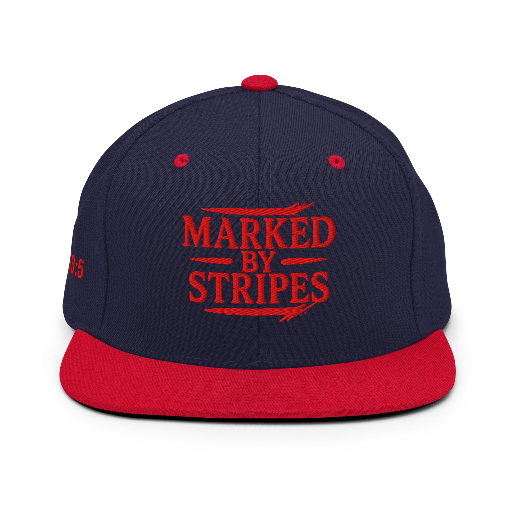 Marked by Stripes Classic Snapback - Navy/ Red - Back View 3