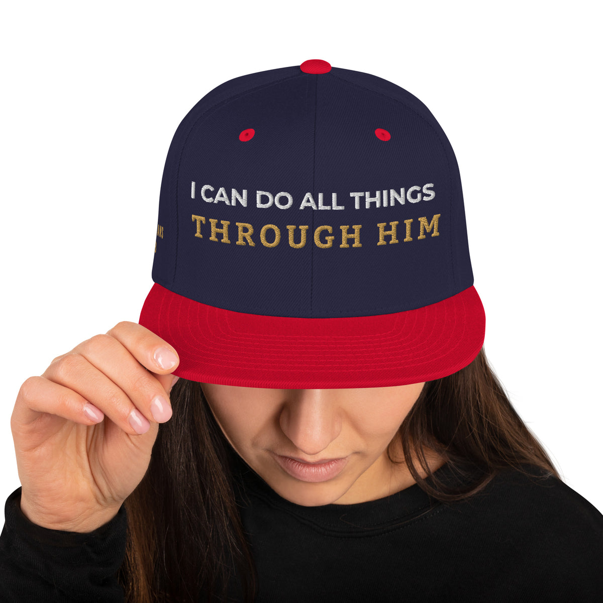 Through Him Classic Snapback - Navy/ Red - Back View 3